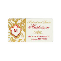 Monogram Flourishes Golden  Wedding Labels