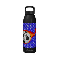 Monogram Football Soccer Ball Hot Fire Dark Blue Drinking Bottle
