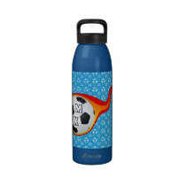 Monogram Football Soccer Ball Hot Fire Sky Blue Water Bottle
