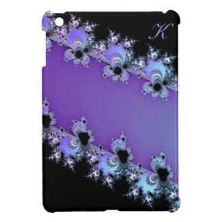 Monogram Fractal Floral Lavender iPad Mini Case