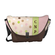 Monogram Fun Polka Dot in Pink & Green rickshawmessengerbag