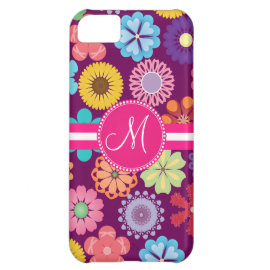 Monogram Girly Flower Power Colorful Floral Patter iPhone 5C Cover