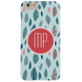 Monogram Girly Whimsical Leaves Pattern Barely There iPhone 6 Plus Case