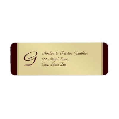 Monogram Gold Faux Metal Brown  Address Label