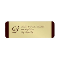 Monogram Gold Faux Metal Brown  Address Label