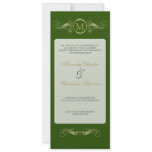 Monogram Golden Swirls Elegant Green Wedding 3 Personalized Invitation