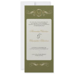 Monogram Golden Swirls Elegant Olive Wedding 3 Custom Announcements