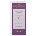 Monogram Golden Swirls Elegant Purple Wedding 3 Invites