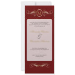 Monogram Golden Swirls Elegant Red Wedding 3 Custom Invitations