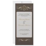Monogram Golden Swirls Elegant Taupe Wedding 3 Custom Invitation