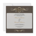 Monogram Golden Swirls Elegant Taupe Wedding 4 Custom Invites
