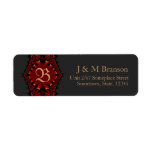 Monogram Gothic Satin Red Black Address Label