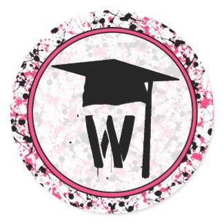 Monogram Graduation Sticker - Black & Pink Paint sticker