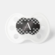 Monogram gray and black checkers pacifier