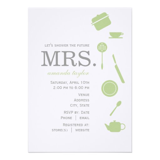 Monogram Green  Bridal Shower Invitations