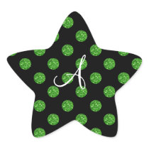 Monogram green glitter polka dots sticker