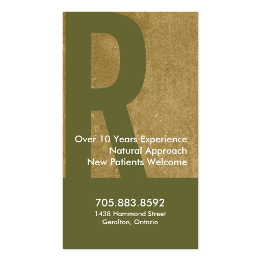 Monogram Green Khaki Brown Physician Business Card (back side)