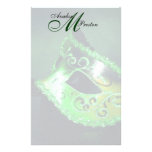 Monogram Green Masquerade Wedding Stationery