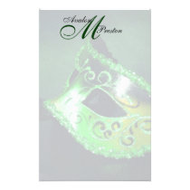 Monogram Green Masquerade Wedding Stationery