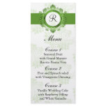 monogram green wedding menu customized rack card