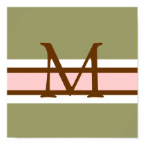 Monogram Green White Pink Brown Wall Art Canvas posters by monogramgallery Monogram Green White Pink Brown Wall Art Canvas posters