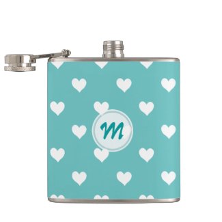 Monogram: Green With White Heart Flask