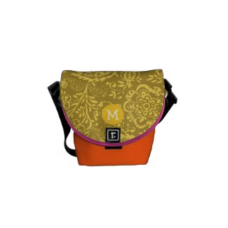 ... Grey and Yellow Vintage Floral Pattern Messenger Bag by samack ... Grey and Yellow Vintage Floral Pattern Messenger Bag by samack