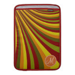 Monogram Groovy Red Yellow Orange Green Stripes Sleeve For MacBook Air