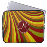 Monogram Groovy Red Yellow Orange Green Stripes Laptop Sleeve