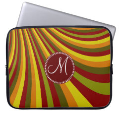 Monogram Groovy Red Yellow Orange Green Stripes Laptop Sleeve