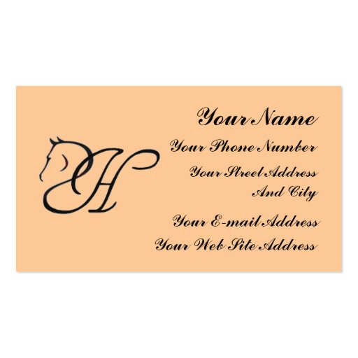 Monogram H Horse Equestrian Classic Business Card (front side)