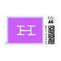 Monogram H Postage Stamp Purple Blue - Customized