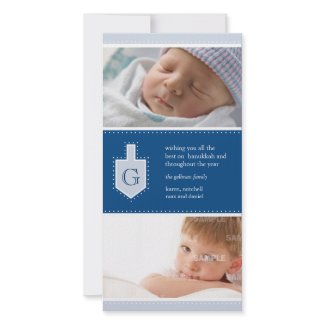 Monogram Hanukkah Dreidel Photo Card photocard
