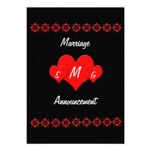 Monogram Heart Marriage  Announcement