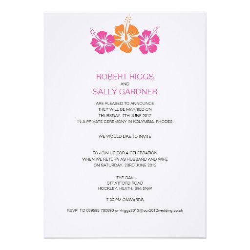 Monogram Hibiscus Flower Wedding Announcements