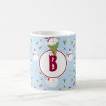 Monogram Holiday Christmas Snowman Mug mugs
