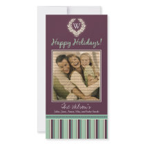 Monogram Holiday Photo Card Wreath-Stripes :: 01 photo cards