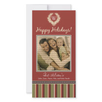 Monogram Holiday Photo Card Wreath-Stripes :: 05 photo cards by BeezKneez Monogram Holiday Photo Card Wreath-Stripes :: 05 photo cards