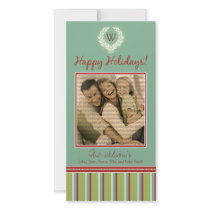 Monogram Holiday Photo Card Wreath-Stripes :: 08 photo cards