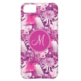 Monogram Hot Pink Flower Bouquet Collage iPhone 5C Cases