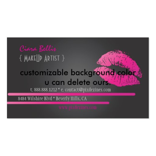 Monogram, hot pink lips business card (back side)