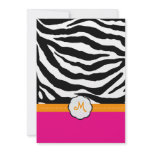Monogram/Hot Pink/Orange/Zebra Wedding Invitations
