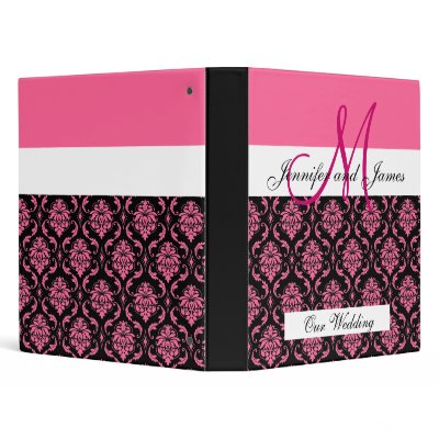 Monogram Hot Pink Wedding Planning &amp; Photo Albumn Binders