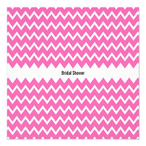 Monogram Hot Pink Zigzag Pattern Bridal Shower Announcements