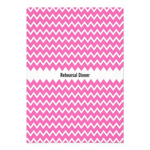 Monogram Hot Pink Zigzag Pattern Rehearsal Dinner Invites