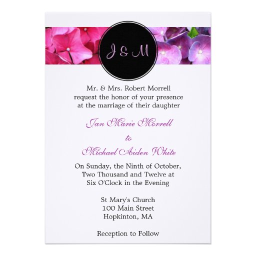Monogram Hydrangea Wedding Invitation