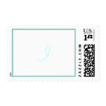 Monogram I Wedding Postage Stamp White & Blue