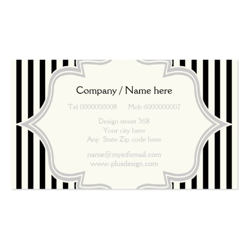 Monogram in a frame with black, white stripes business card template (back side)