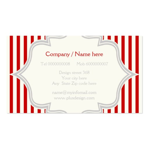 Monogram in a frame with red, white stripes business card (back side)