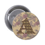 Monogram Initial A Elegant Floral Button